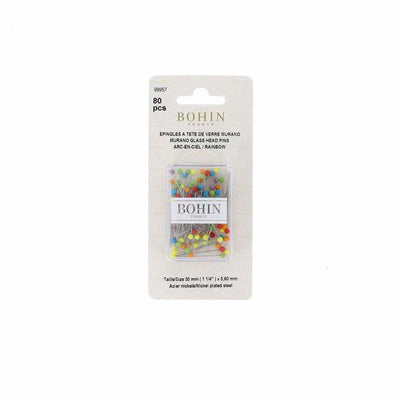 Épingles à tête de verre extra-fines 30 mm - ø 0,60 mm - Édition arc-en-ciel - BOHIN