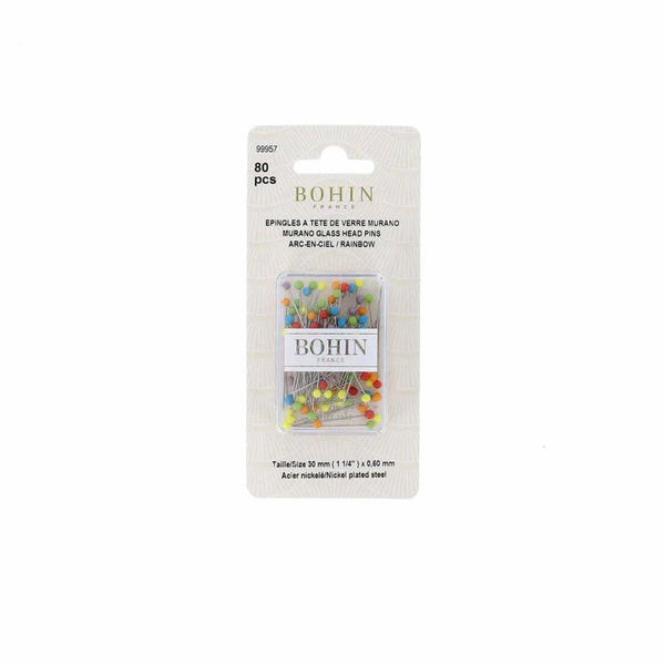 Épingles à tête de verre extra-fines 30 mm - ø 0,60 mm - Édition arc-en-ciel - BOHIN